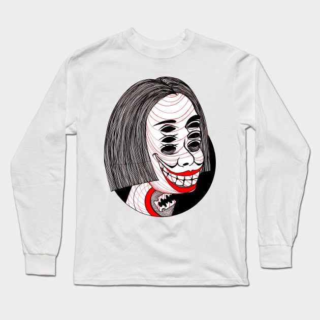 Creepy Stare Long Sleeve T-Shirt by FUN ART